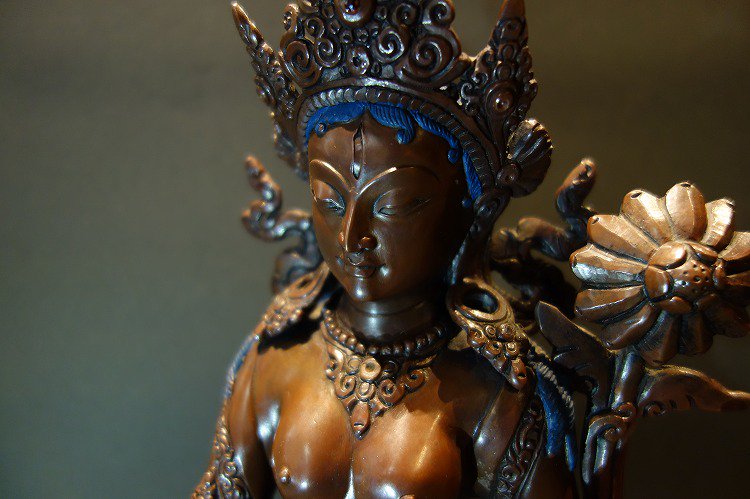 【仏像】白多羅菩薩 （ホワイトターラ） 銅製 42.5cm【送料無料】