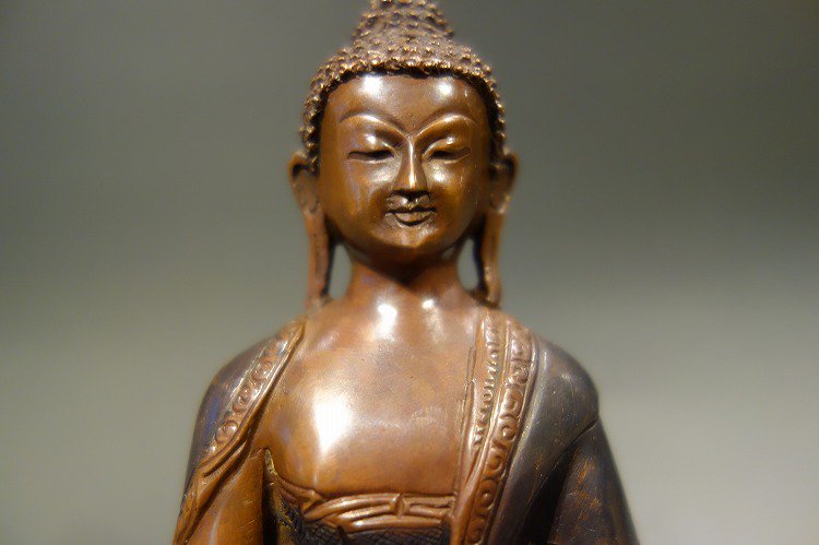 【仏像】阿弥陀如来（アミターバ・アミターユス） 銅製 15cm 【送料無料】