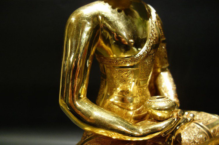 【仏像】阿弥陀如来（アミターバ・アミターユス） 鍍金 彫金仕上げ 45cm【送料無料】