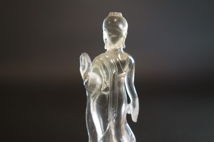 【仏像】釈迦如来 如来遊行像 水晶製 小さな仏像 8.5cm【送料無料】