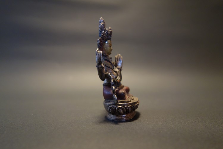 【仏像】四臂観音 銀（シルバー）製 小さな仏像 8.5cm【送料無料】