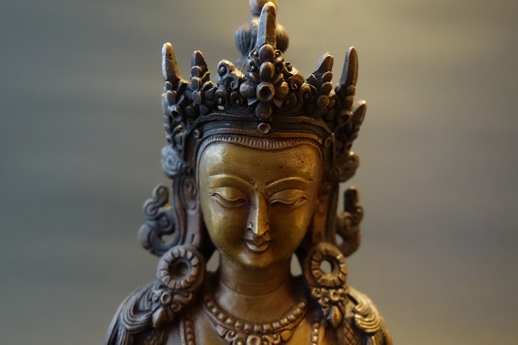 【仏像】阿弥陀如来（アミターバ・アミターユス） 菩薩形 銅製 22cm【送料無料】