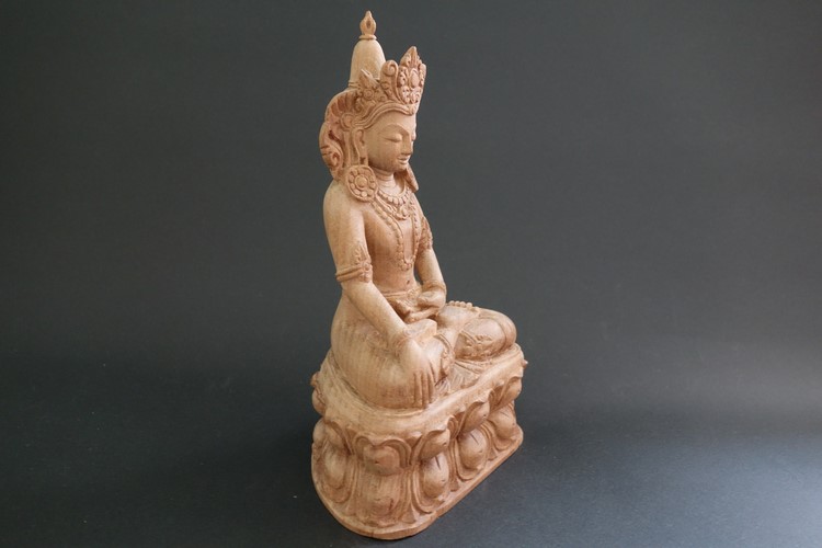 【仏像】宝冠釈迦如来 木彫り仏像 18cm【送料無料】