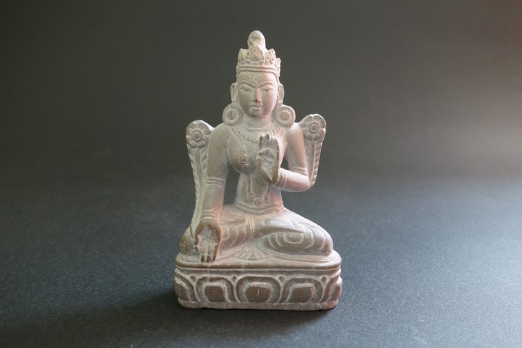 【仏像】白多羅菩薩（ホワイトターラ）石製 小さな仏像 8.5cm【送料無料】