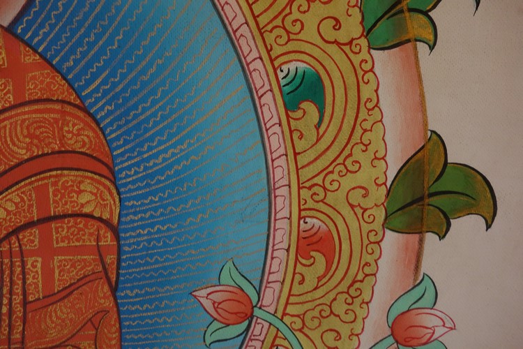 【仏画（タンカ）】釈迦如来 細密 仏像 軸装【送料無料】