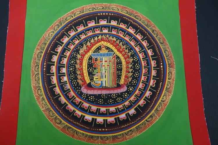 【仏画（タンカ）】カーラチャクラ種字曼荼羅  仏像 仏画