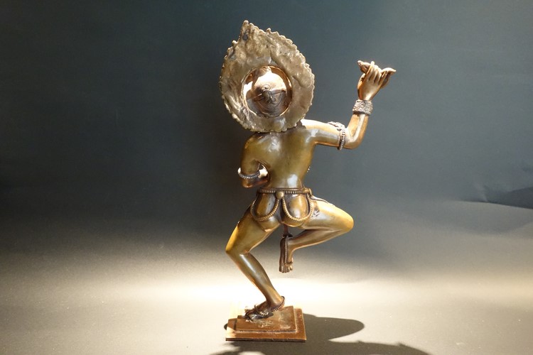 【仏像】 荼枳尼天（ダーキニー）銅製銀装飾 25cm【送料無料】