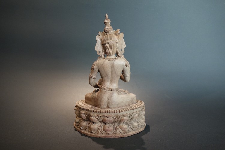 【仏像】金剛薩た（ヴァジュラサットヴァ） 木彫り 19cm【送料無料】