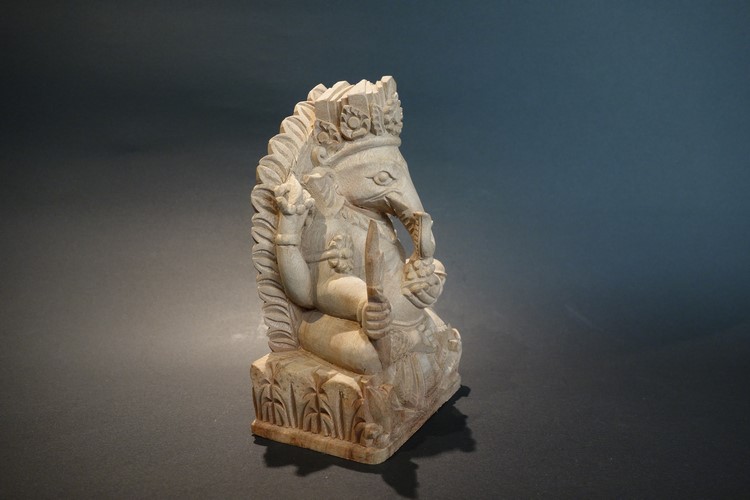 【仏像】ガネーシャ 木彫り仏像 15cm【送料無料】