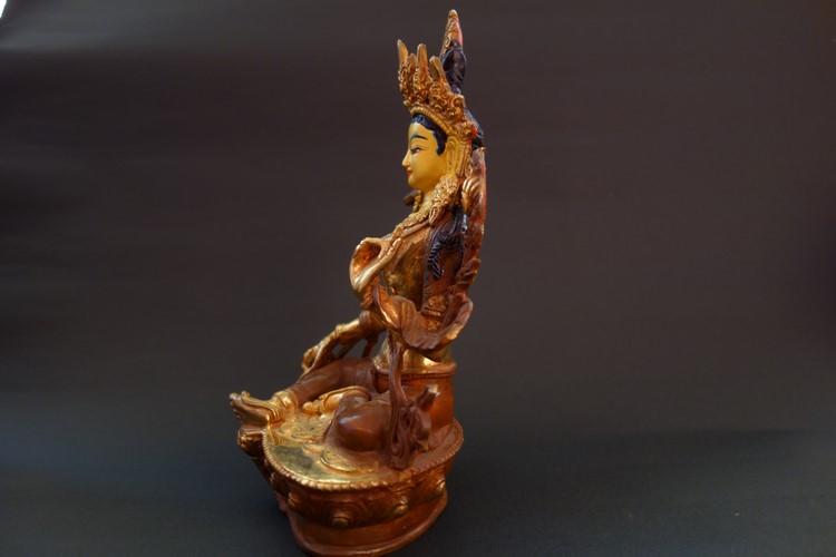 【仏像】緑多羅菩薩（グリーンターラ） 銅製 23cm【送料無料】
