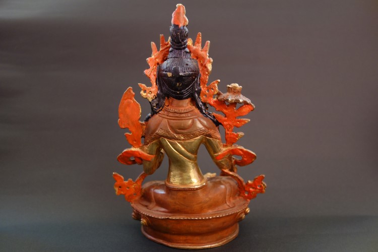 【仏像】緑多羅菩薩（グリーンターラ） 銅製 23cm【送料無料】