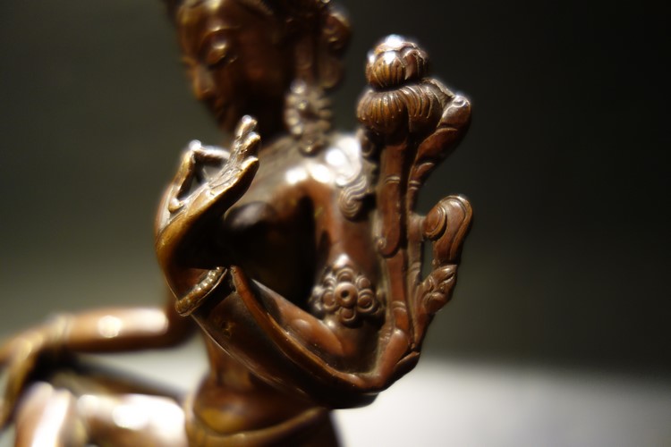 【仏像】緑多羅菩薩（グリーンターラ） 銅製 17cm【送料無料】