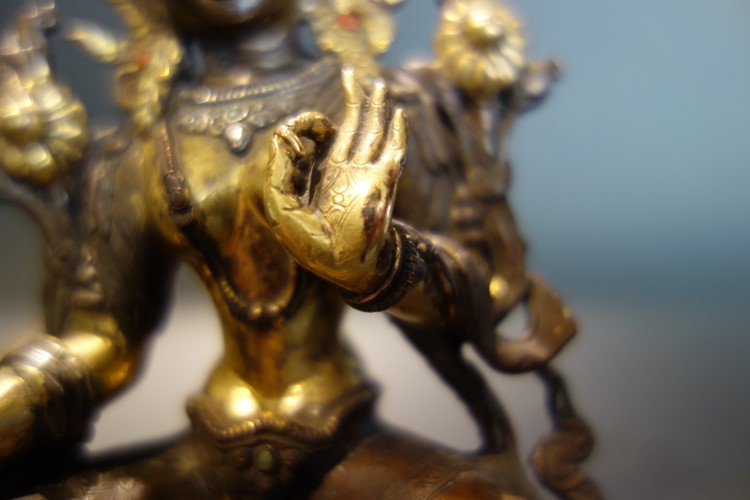 【仏像】緑多羅菩薩（グリーンターラ） 銅製 16cm【送料無料】