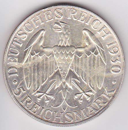 ワイマール共和国シリーズです1927年ドイツ ワイマール共和国 マールブルグ大学400年記念3マルク銀貨