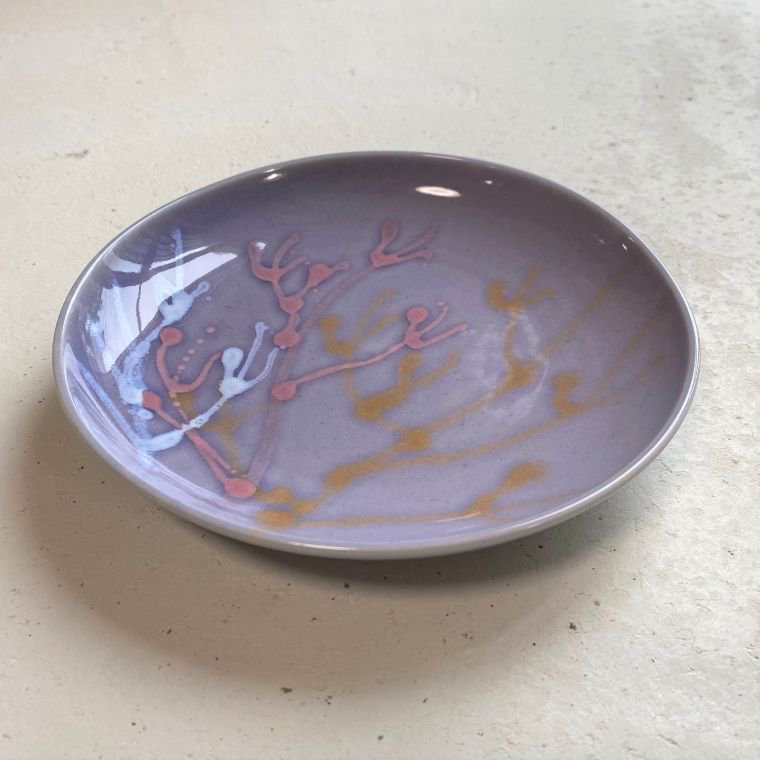 やちむんの皿/珊瑚プレート/5寸皿/薄紫色|沖縄陶器の通販