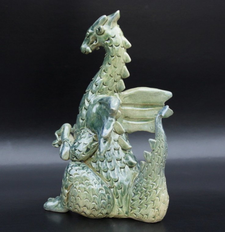 龍 白龍 陶器 オブジェ 置物 インテリア 工芸品 美術品 A1088