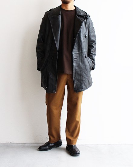 【VINTAGE】80s French Army Motorcycle Leather Coat 