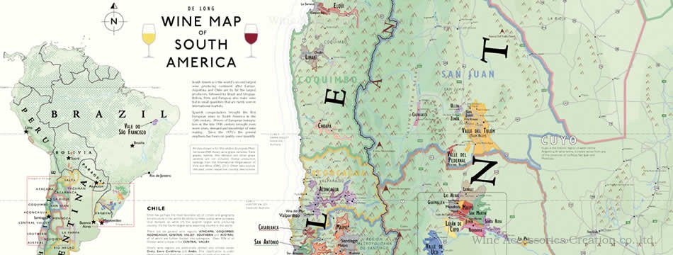 DE LONG Wine Map of South America