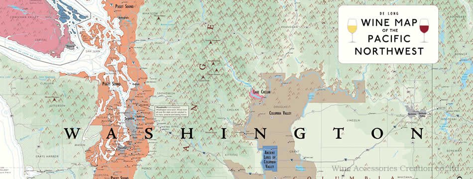 DE LONG Wine Map of the Pacific Nort
