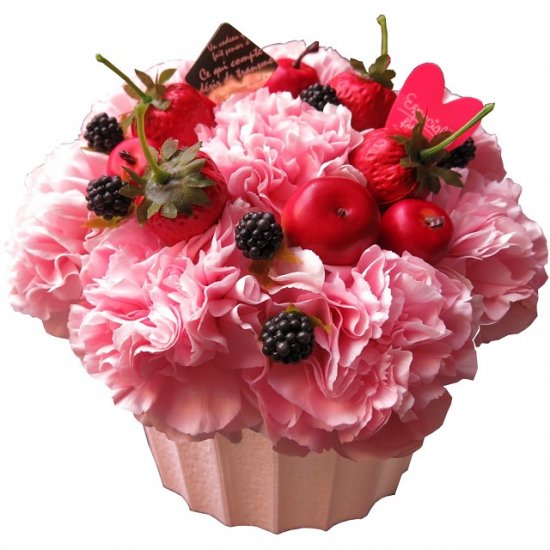 誕生日プレゼントに 花 ケーキのフラワーアレンジメント