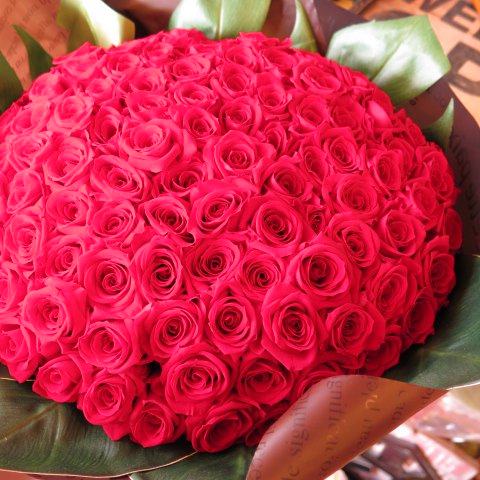 プリザーブドフラワー 花束 赤バラ 100本 花束