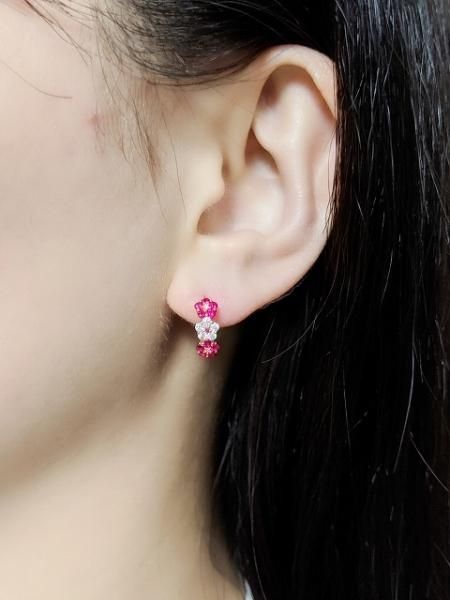 ルビー ダイヤモンドフラワーモチーフピアス R 0.44ct D 0.20ct