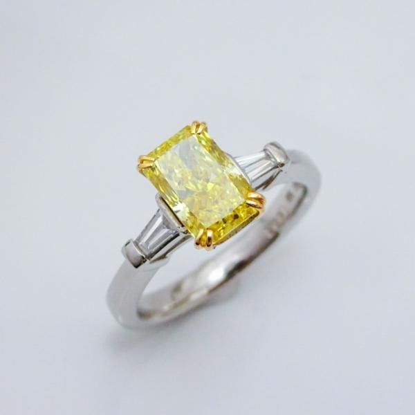 ファンシーインテンスイエローダイヤモンドリング D 1.593ct FIY