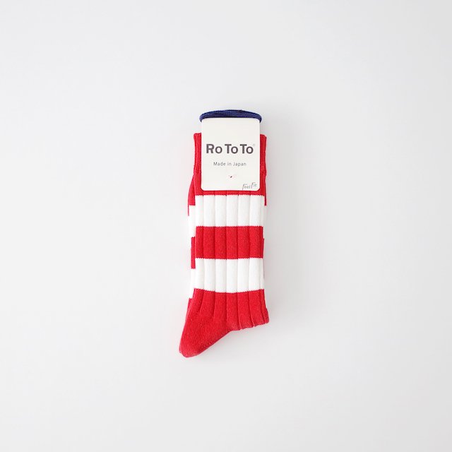 RoToTo ȥ Wide Border Rib Socks Red