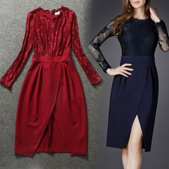 大人レースがセクシーなチューリップスカート風キャバドレス 韓国ボディコン ワンピース激安 通販 キャバドレス 上品セクシーなお店の制服や衣装にも