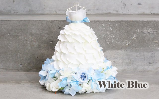 小さなふんわりドレス/ホワイトブルー