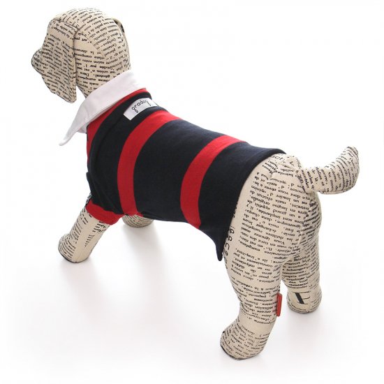 ラガーシャツ 紺 赤 犬の服 ドッグウェアと首輪の専門店 通販サイト Gradog