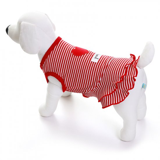 プチハートワンピース レッド ホワイト 犬の服 ドッグウェアと首輪の専門店 通販サイト Gradog
