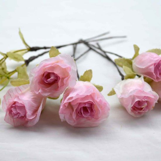 ヘッドアクセサリー通販 ピンク薔薇の造花ヘッドドレス ラグジュアリーフラワーショップ