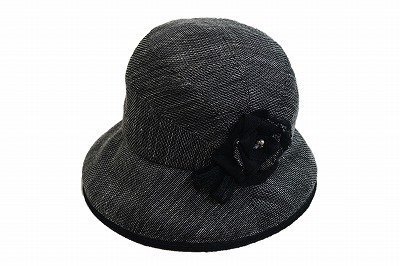 Elite Chapeau エリートシャポー 布帛 ブラック 黒 レディース ハット ファッション 麻 手洗い プレゼント 母の日 誕生日 ギンザ カクテルハット