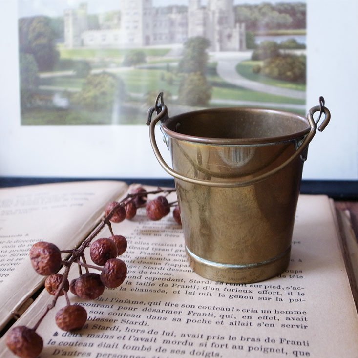 小さいバケツに何をいれよう Antique Brass Miniature Bucket Todd Lowrey Antiques