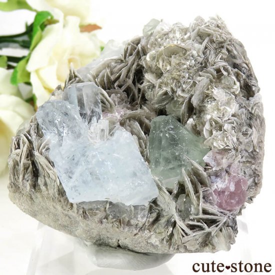 パキスタン産 アクアマリンの母岩付き結晶（原石） 224g - cute stone -