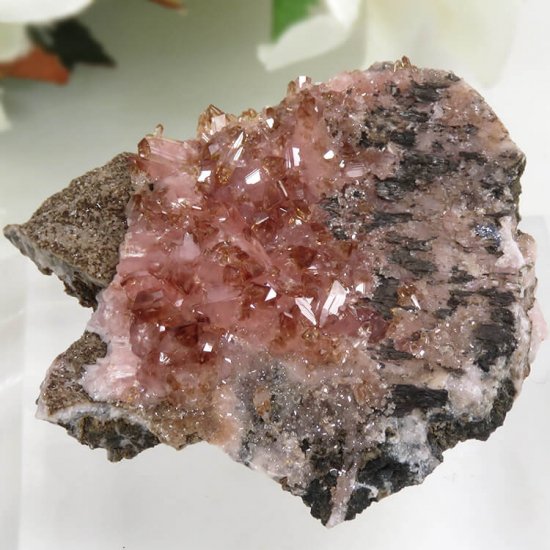 南アフリカ N'Chwaning I Mine産 ロードクロサイトの母岩付き結晶