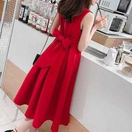 リゾート ワンピース 結婚式 リボン ノースリーブ キュート 膝丈 リゾートワンピース 通販 ドレスバケーション マキシ丈からミニまで ハワイ旅行に