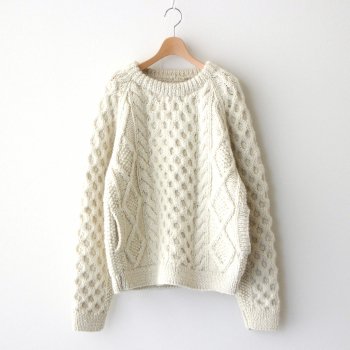 HAND KNITTED CABLE KNIT PULLOVER #OFF WHITE [A62002] _ HARVESTY | ハーベスティ
