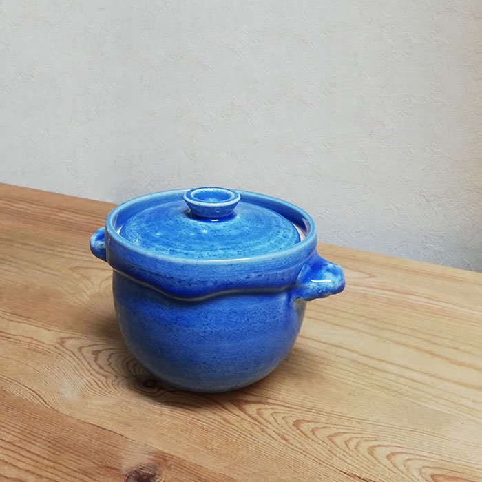 信楽焼 ブルー かめ型炊飯鍋 1合炊き