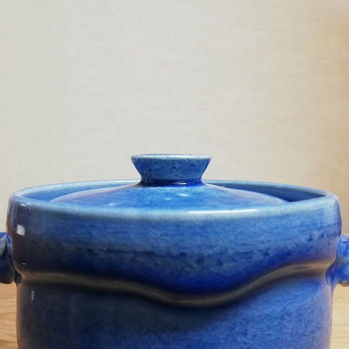 信楽焼 ブルー かめ型炊飯鍋 1合炊き