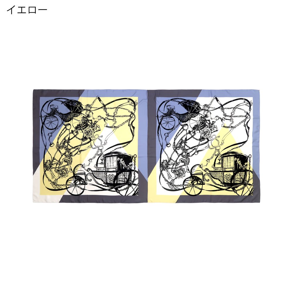 色面割幾何×手描き風馬車ロング(CGQ-098/CEQ-097L) Marcaオリジナル 大判 シルクツイル ストール