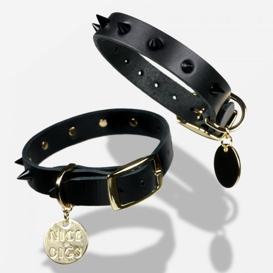 black leather dog collar