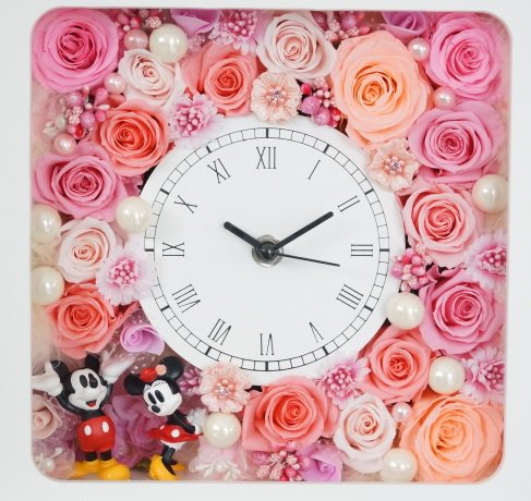 ディズニーの名前入れもできる花時計 ミッキーとミニーのプリザーブドフラワー