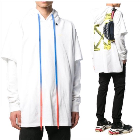 Acrylic Arrows Double Tee Hoodie ホワイト パーカー オフ