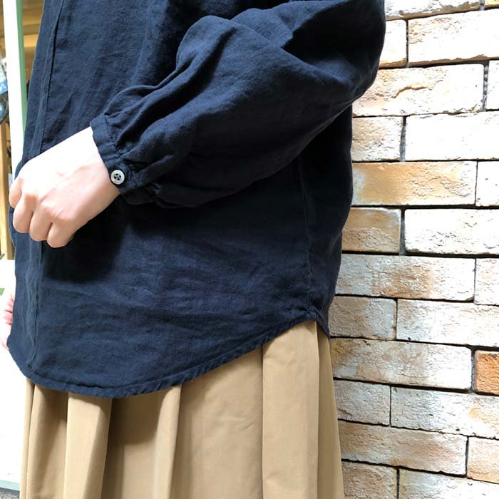正規通販】tukuroi/ツクロイ リネン平織スタンドフリル襟プルオーバー 