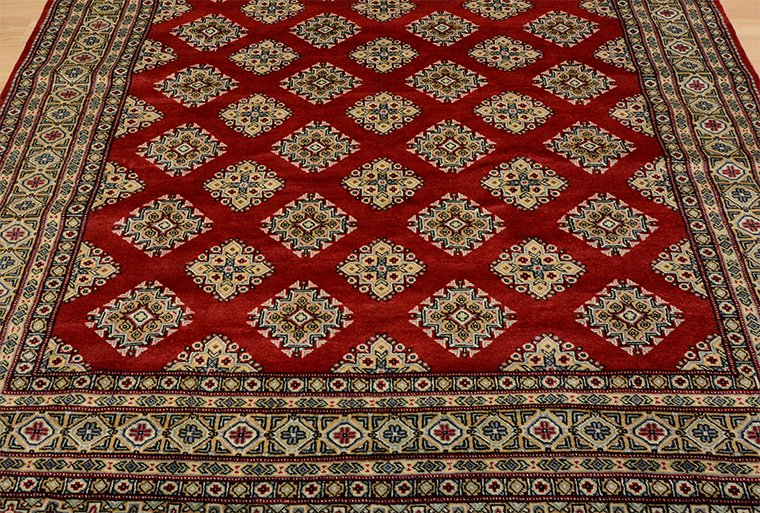 パキスタン絨毯 手織り レッド 3帖サイズ 約206×257cm 1616-25149R 