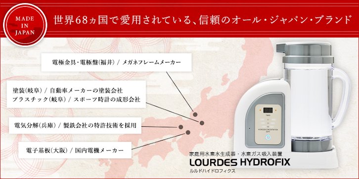 世界68ヵ国で愛用されている信頼のオール・ジャパン・ブランド水素ガス吸入器