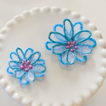 ワンコイン デザインpack オーガンジー立体刺繍のお花b 2種類 制作レシピ 必要な資材マニュアル付き