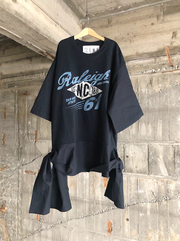 Remake Side Ribbon Top リメイク サイドリボントップ Black Kici